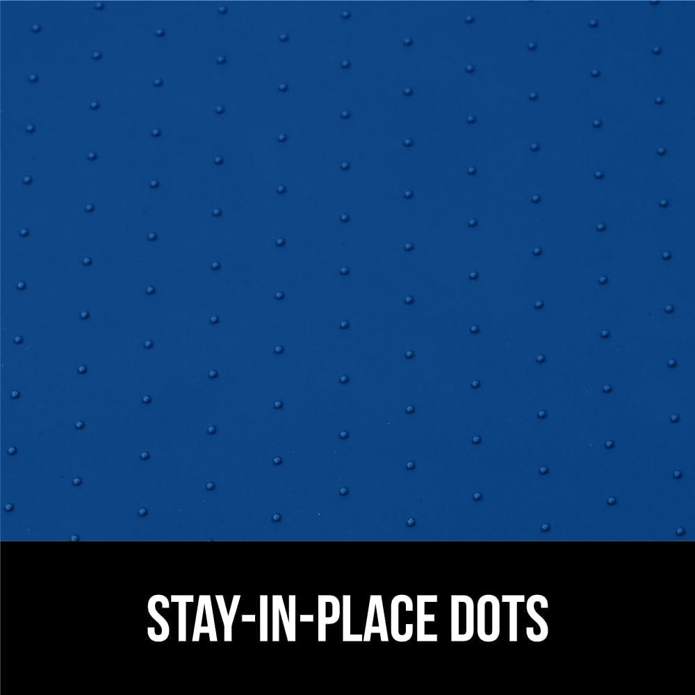 GORILLA GRIP Waterproof Silicone Under Sink Mat with Raised Lip for Kitchen and Bathroom, Cabinet Shelf Liner Stay in Place Mats Dishwasher Safe Drawer Liner, Organizer Tray, 15 x 22 in, Blue