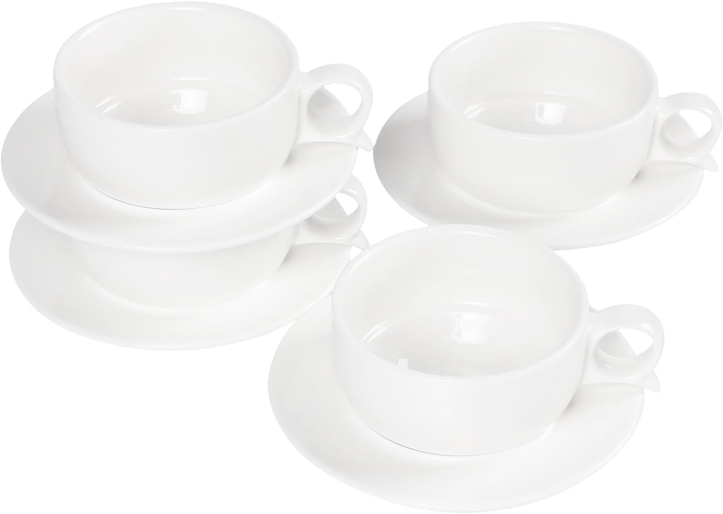Italian Style Porcelain Espresso Cup Set - 4 Demi Tasse Cups, 4 oz Each