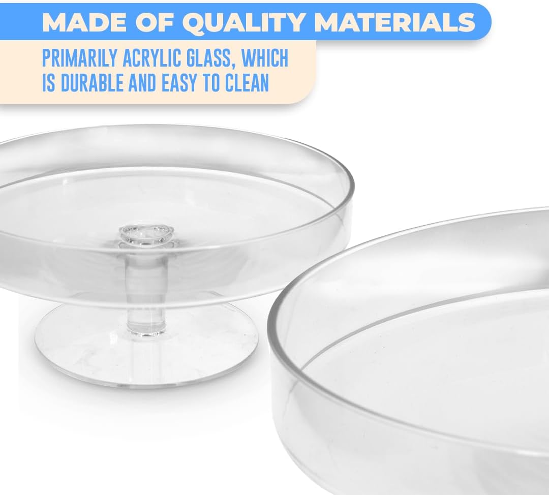 Acrylic Cake Stand with Lid โ Multifunctional Cake Holder with Cover, Covered Pie Plate with Lid, Elegant Cake Stand with Dome Lid, Panera de Vidrio Cristal para Mesa - 8.07 in ร 9.65 in
