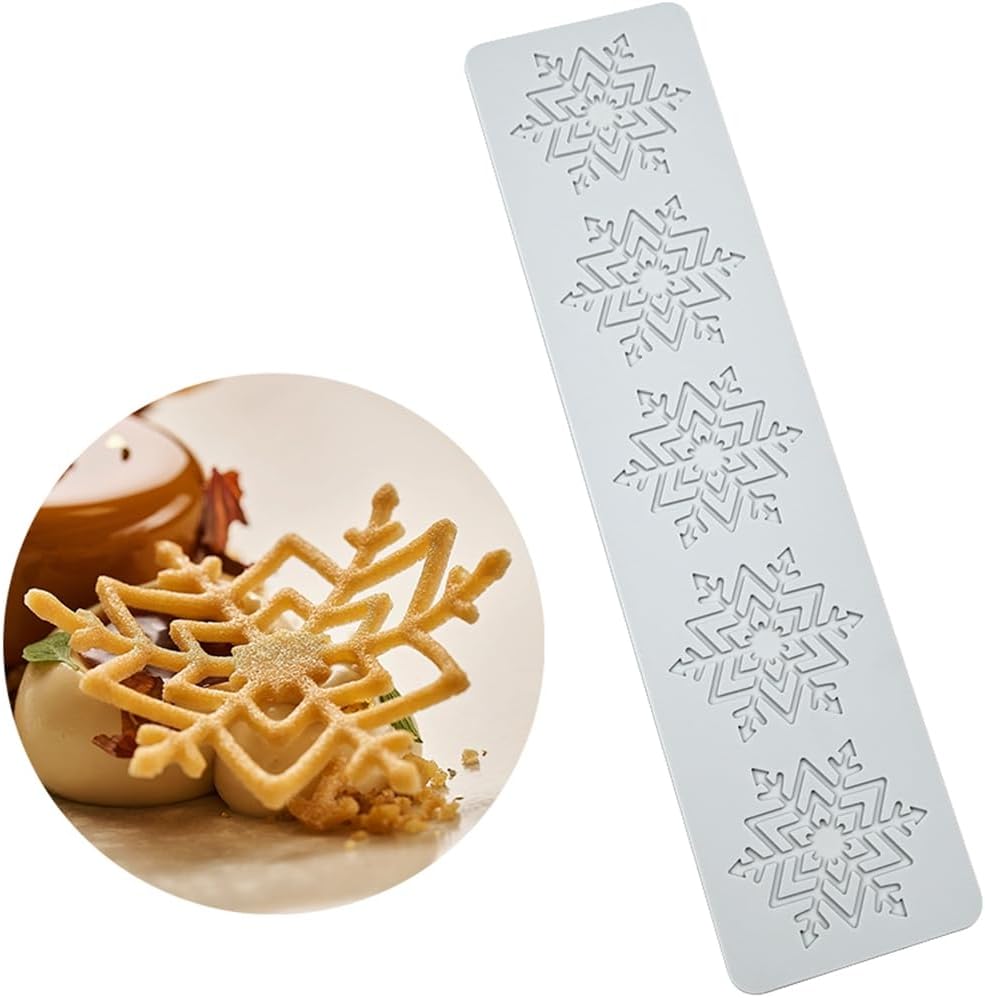 mostsom Silicone Mold 3D Hollow Out Lace Mold 3D Cake Christmas Snowflakes Silicone Mould Fondant Chocolate Stencil Border Bakeware Cake Decorating (M_ Snowflower)