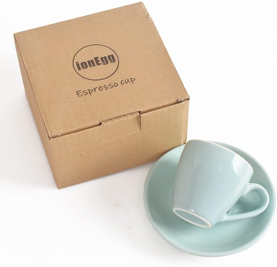 Porcelain Espresso Cup with Saucer, Espresso shot Cup, 80ml/2.7Oz, Blue