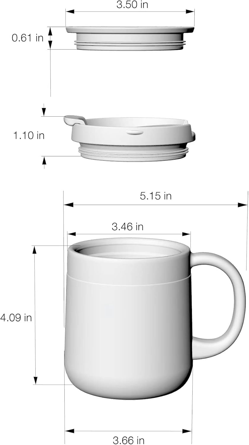 16OZ Stainless Steel Insulated Coffee Mug with Handle, Double Wall Vacuum Tumbler Cup with 2 Lids, Thermal Coffee Cup