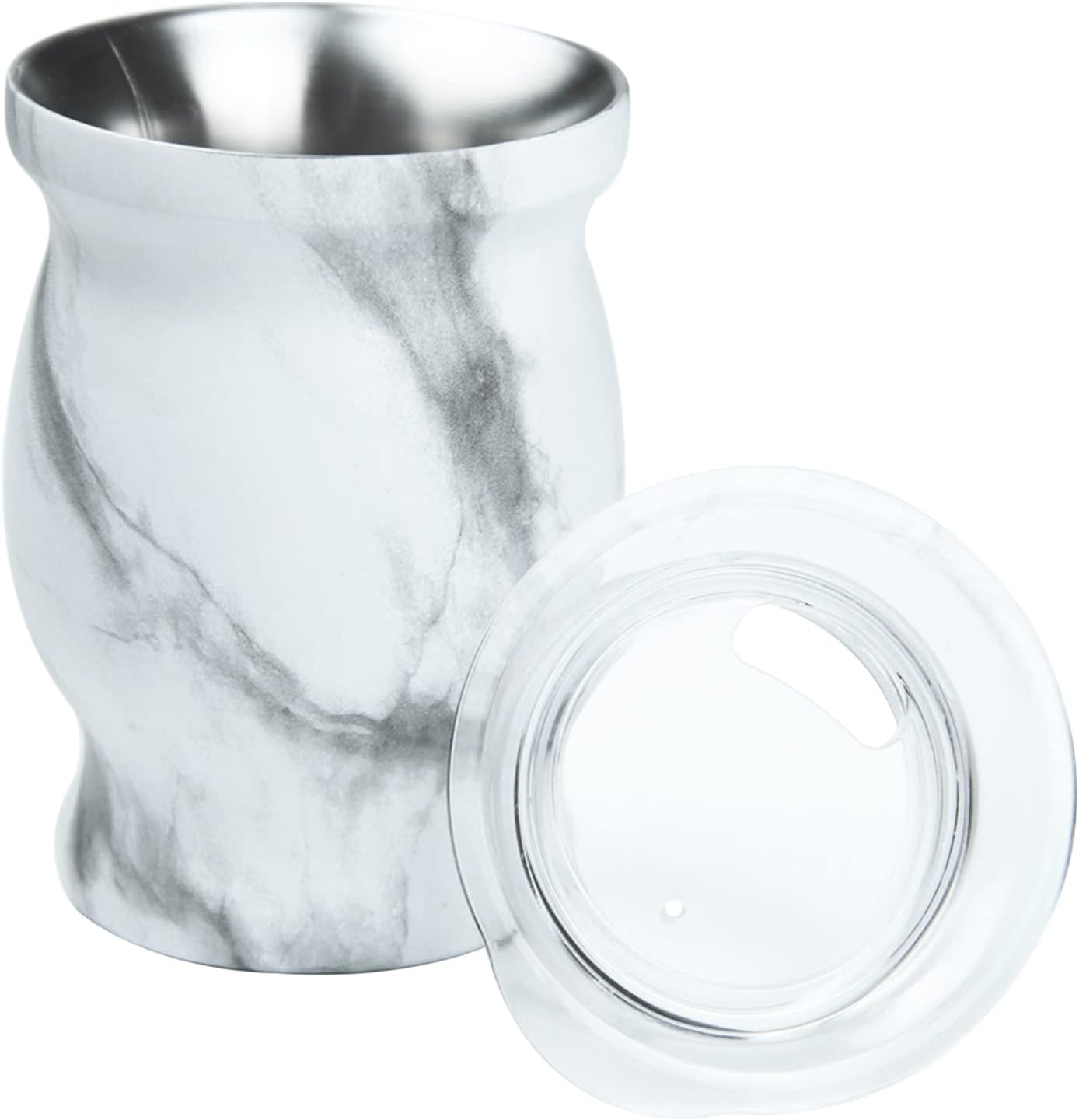 LA FEE Yerba Mate Natural Gourd/Tea Cup Set Brown (Original Traditional Mate Cup - 8 Ounces),Includes Yerba Mate Straw & Cleaning Brush,Stainless Steel | Double-Walled | Easy to Clean (White)