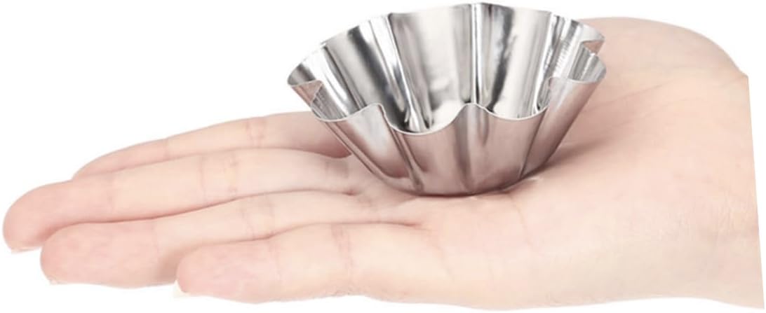 Mikinona 12pcs Non- Stick Tart Pans Tart Mould Egg Tart Molds Stainless Steel Tart Baking Mold Oven Pans Nonstick Bakeware Cupcake Wrapper Egg Tart Baking Cups Tart Tin Mini Non Stick Pan