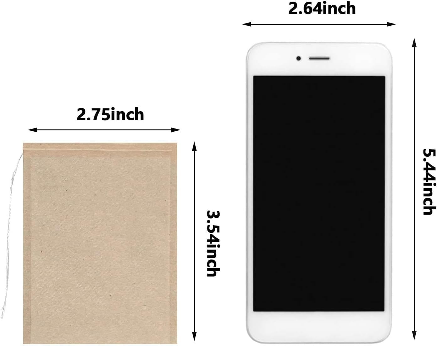 100Pcs Disposable Tea Bags for Loose Leaf Tea, 100% Natural Wood Pulp Paper Material, Empty Unbleached Filter Bags with Drawstring