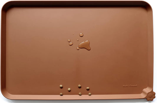 Hoki Found L Silicone Non Slip Pet Dog Cat Bowl Mats - Placemat - Feeding Mat - Waterproof - For Carpet - Caramel
