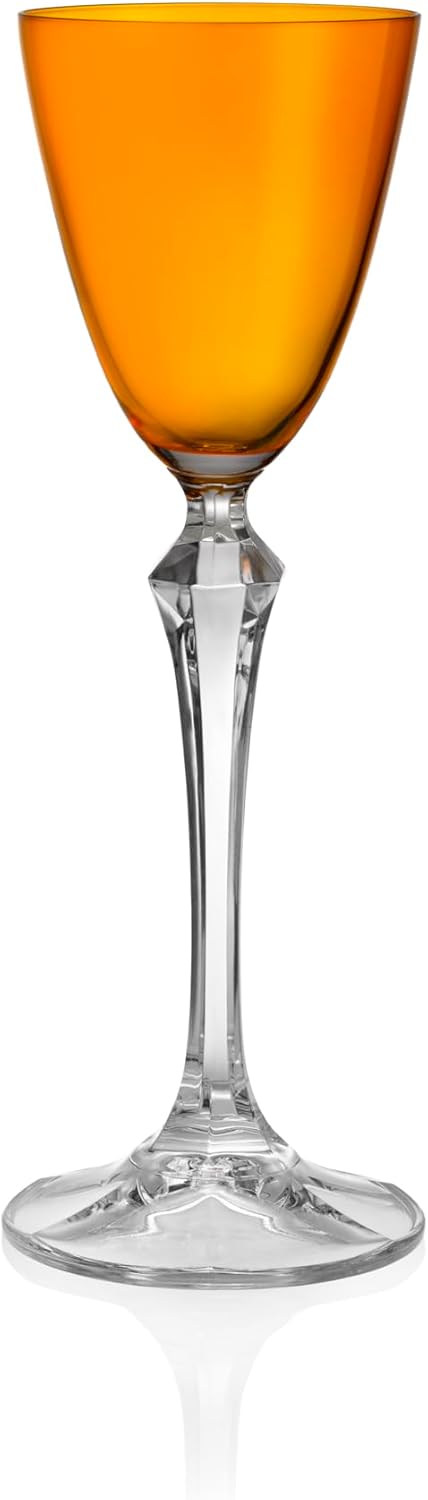 Barski Cordial Glass - Liquor Glass - Set of 4 - Amber Colored Top - Clear Stem - Cordial Glasses - Sherry Glasses - Shot Glasses - 3 oz. - Made in Europe