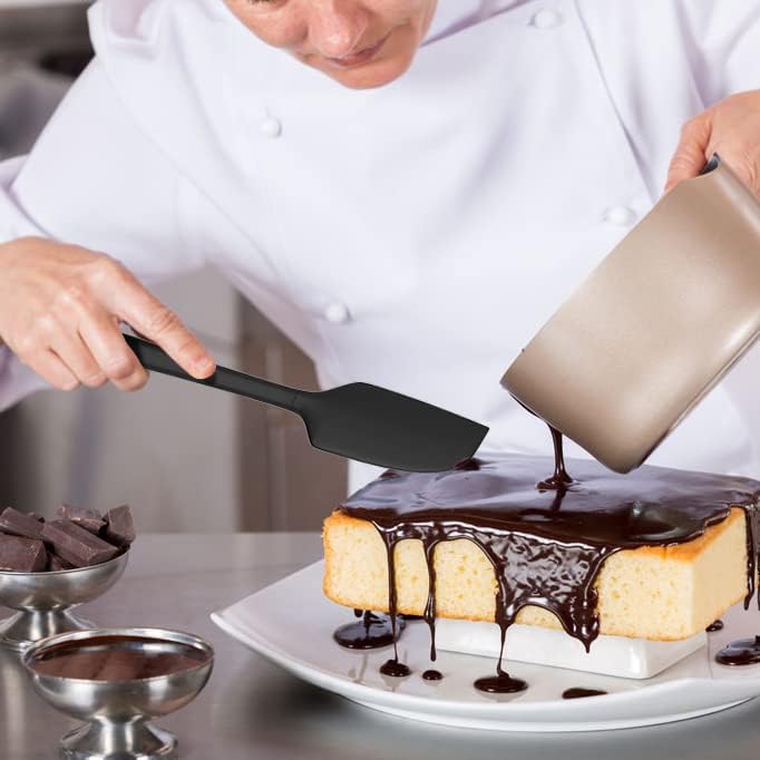 Coukre Silicone Spatula Set of 5,High Temperature Resistant, Food Grade Silicone, Dishwasher Safe, for Baking, Cooking (Pure Black)