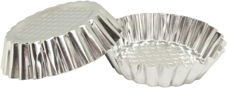 MYStar Set of 20, 3-3/4" Fluted Design Round Shape Non-stick Aluminum Tart Mold, Mini Pie Tin, Tartlet Pan