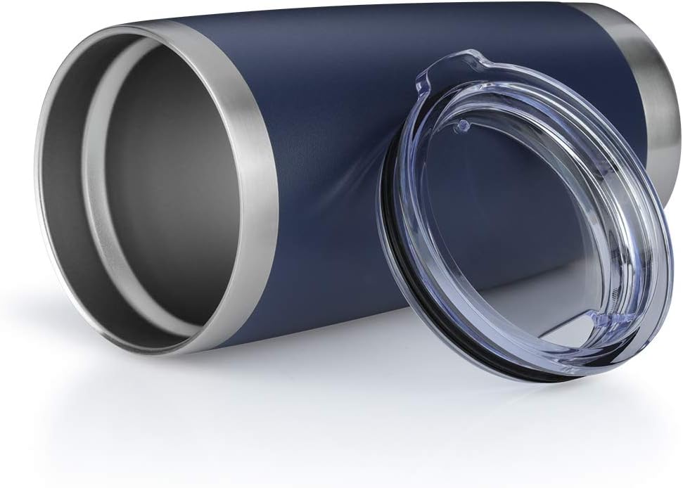 20oz Tumbler Bulk Stainless Steel Vacuum Insulated Tumblers with Lid Double Wall Travel Mug, Durable Powder Coated Coffee Cup, Suitable for Ice Drinks and Hot Beverage (Navy 1pack)