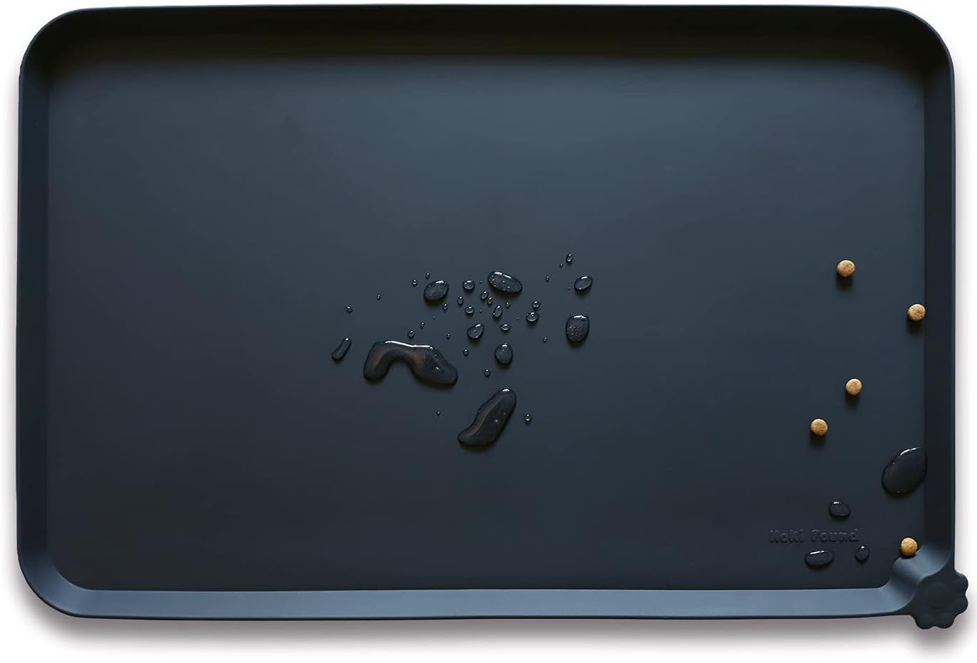 Hoki Found Silicone Pet Food Mats Tray - Non Slip Pet Bowl Mats Placemat - Dog Cat Feeding Mat - Waterproof Dog Food Mats -Pet Water Mats for Floors -Black