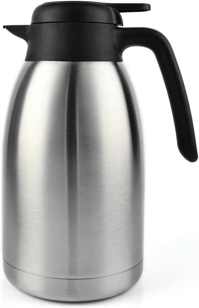 Heritage66 Thermal Coffee Carafe -Triple Wall Vacuum insulated Flask- Thermos keeping Beverages Hot for 12 hours /24 hours cold Tea, Water, and Coffee Dispenser (2 Liter/68Oz with Brush)