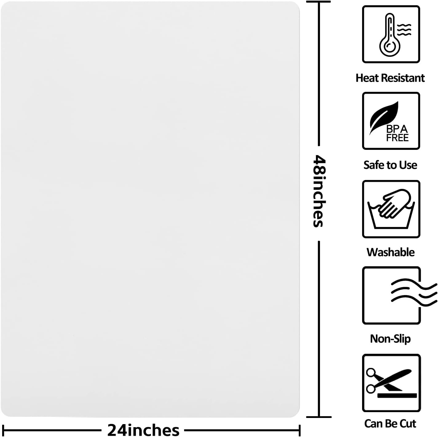 Silicone Mat Heat Resistant Mats for Countertop, Multipurpose Large Silicone Mats for Crafts Kitchen Workbench Size 48x24 inches Thick 2mm,Rolled Package,Translucent