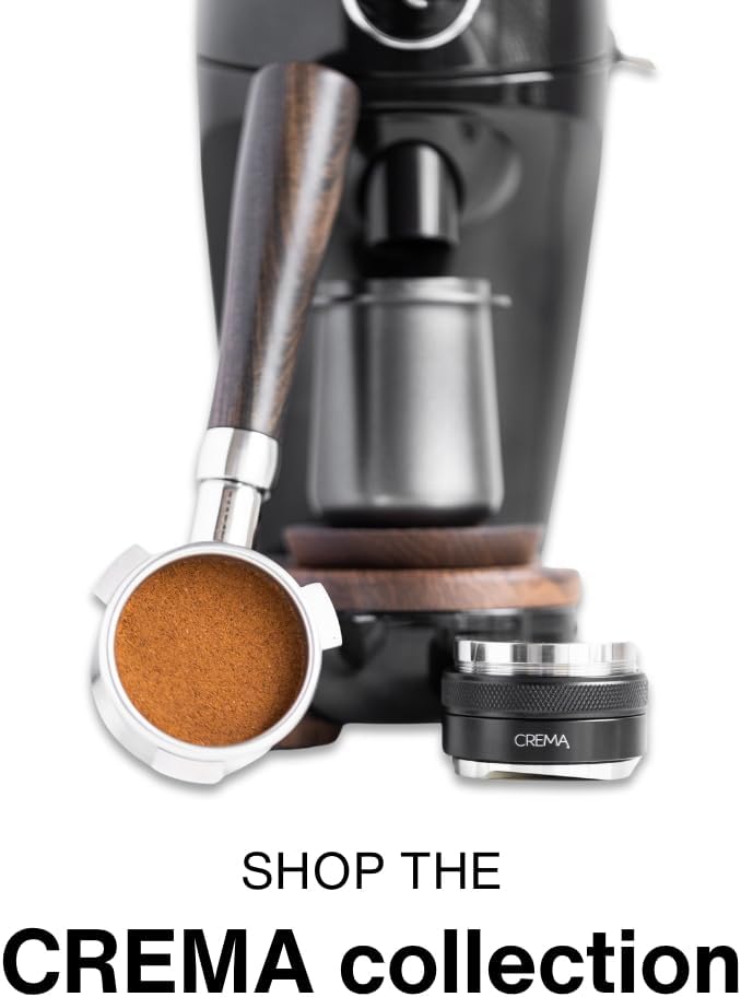 Crema Coffee Products 58mm Dosing Cup | Compatible with Breville Portafilters etc | Durable 100% Stainless Steel | Built-In Grinder Tab for Easy Transfer | Sleek, Mess-Free Design | Silver Finish