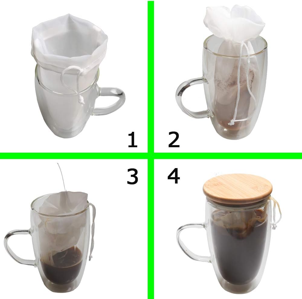 1 Pack Cold Brew Coffee Bag,120 Micro Food Grade Nylon Ultra Fine Mesh, 8.6x5 inch Reusable Cold Brew Coffee Filter with Seamless Bottom, Coffee Maker