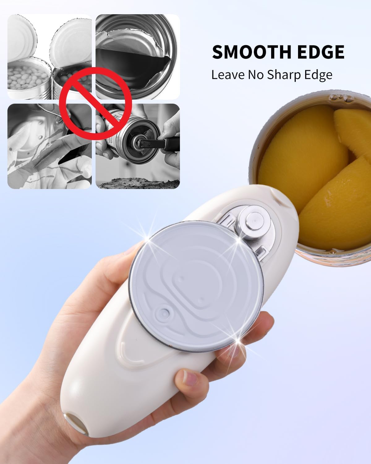 CIRCLE JOY Electric Can Opener, One-Touch Automatic Can Opening with Smooth Edges, Food Safety Handheld Battery-Operated Can Opener for Kitchen and Seniors,Silver