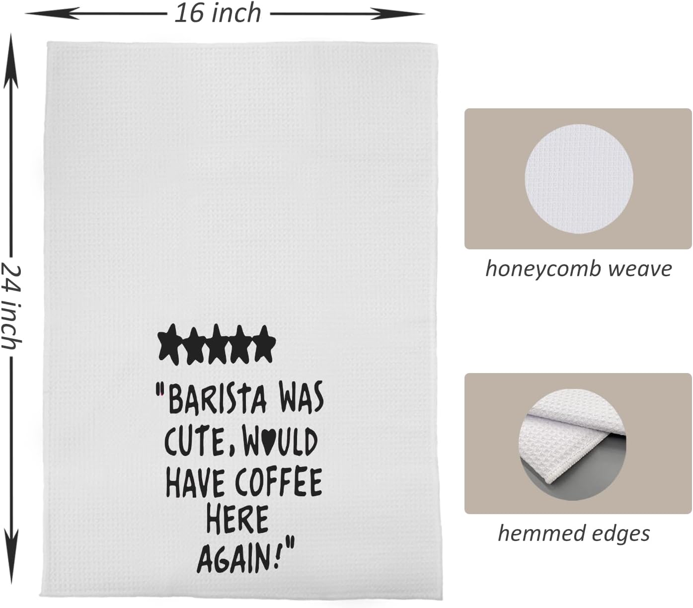 Cute Kitchen Towels - Decorative Coffee Towels, 16x24 Inch