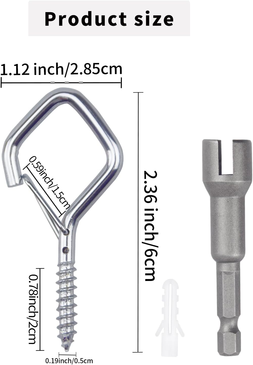 100 PCS Silver Eye Screw Hooks for Hanging Heavy Duty with Safety Buckle.Metal Ceiling Hooks for Hanging Plants Cup Wind Chime Bird Feeders Patio Lights at Indoor&Outdoor