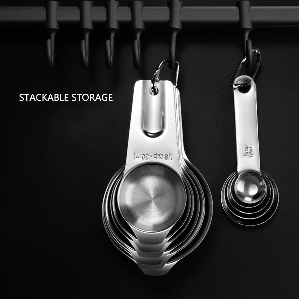 Measuring Cups and Spoons Set Heavy Duty 304 Metal Stainless Steel Measuring Cup Spoon Kitchen Gadgets for Cooking Baking (Set of 17)