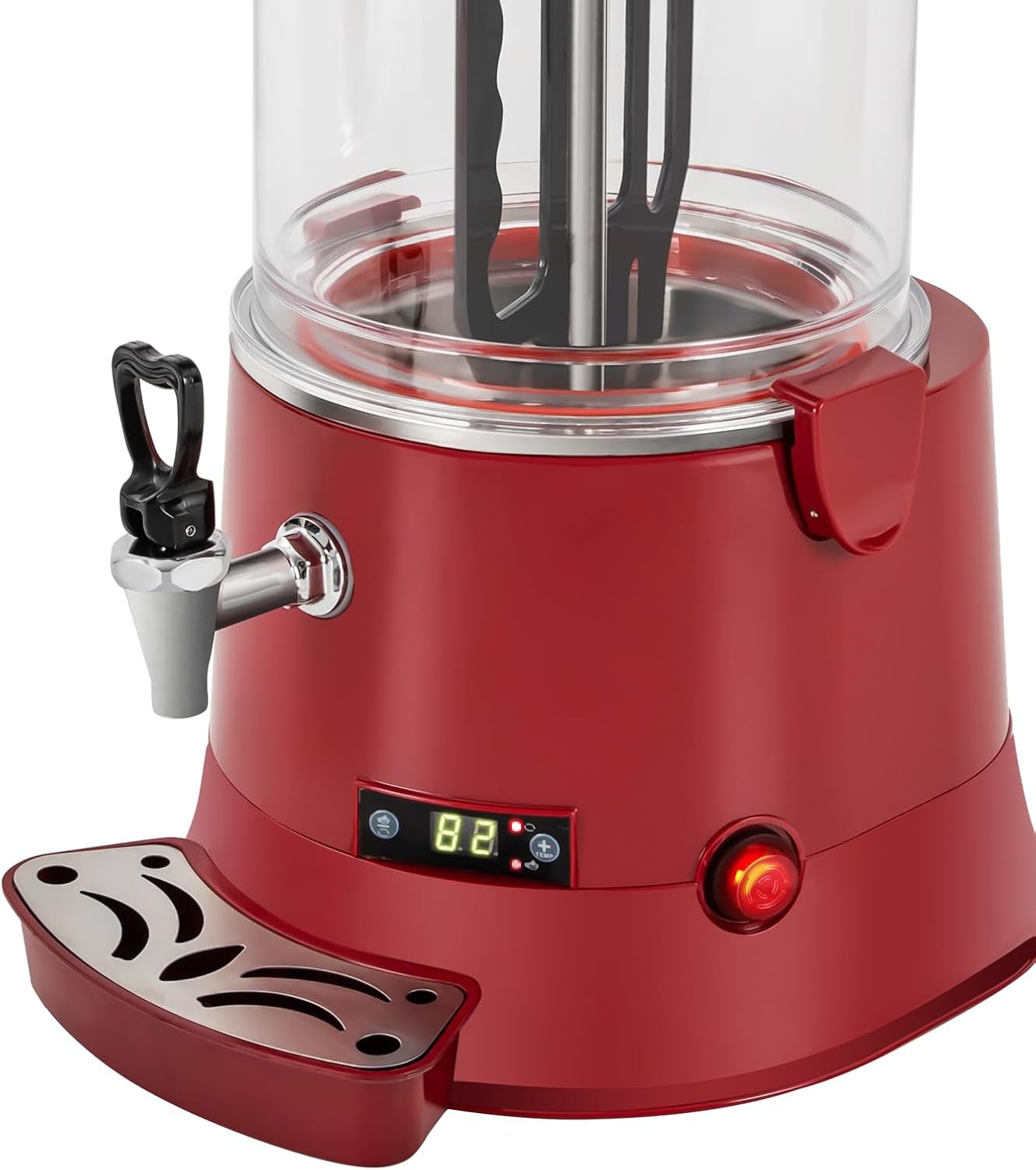10L Commercial Hot Chocolate Machine Maker,110V Hot Chocolate Melting Machine,Temperature Adjustable Hot Beverage Warmer Dispenser for Chocolate Coffee Milktea (Red)