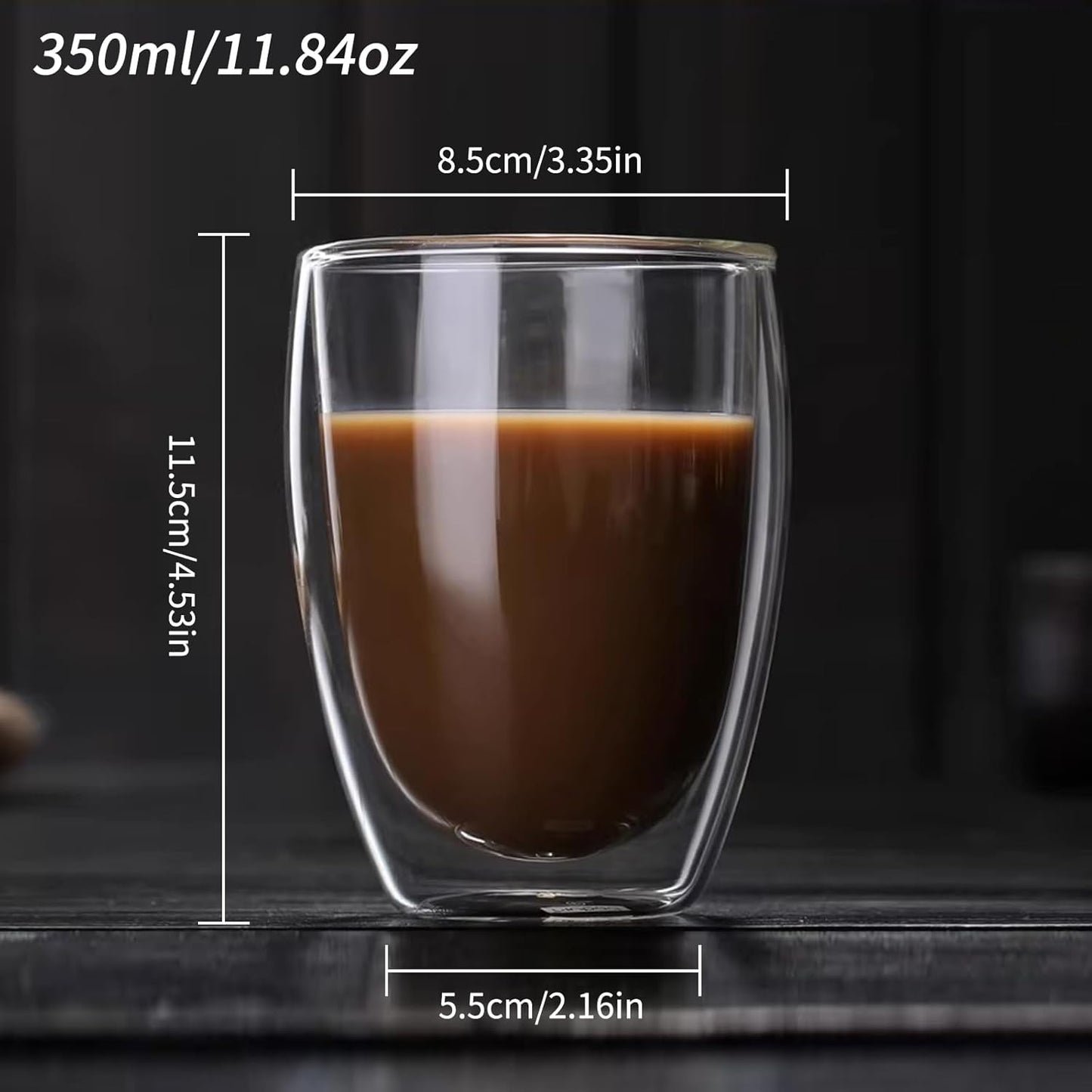 6.8OZ Double Wall Espresso Cups Set of 4, Clear Expresso Shots Cup, Double Wall Insulated Espresso Mugs, Tazas de Cafe Expreso, Microwave Dishwasher Safe,Suit for Espresso Machine