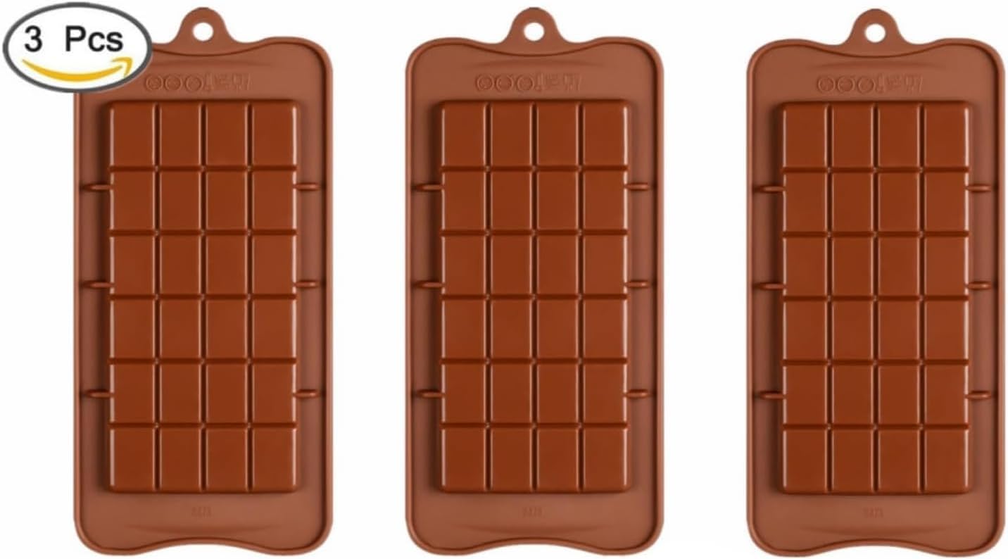 Protein Bar Molds, Energy Bar Molds 3 Pack Break Apart Silicone Chocolate Candy Molds, Non-Stick, BPA Free, Reusable for Homemade Snacks, Gifts