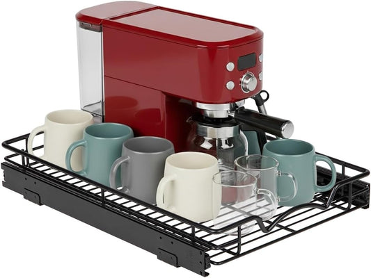 HOLDN’ STORAGE Pull Out Cabinet Organizer, Heavy Duty Caddy w/Lifetime Limited Warranty -14”W x 21”D - Requires At Least 15-1/4” Cabinet Opening, Steel Metal Cabinet Drawers Slide Out, Black