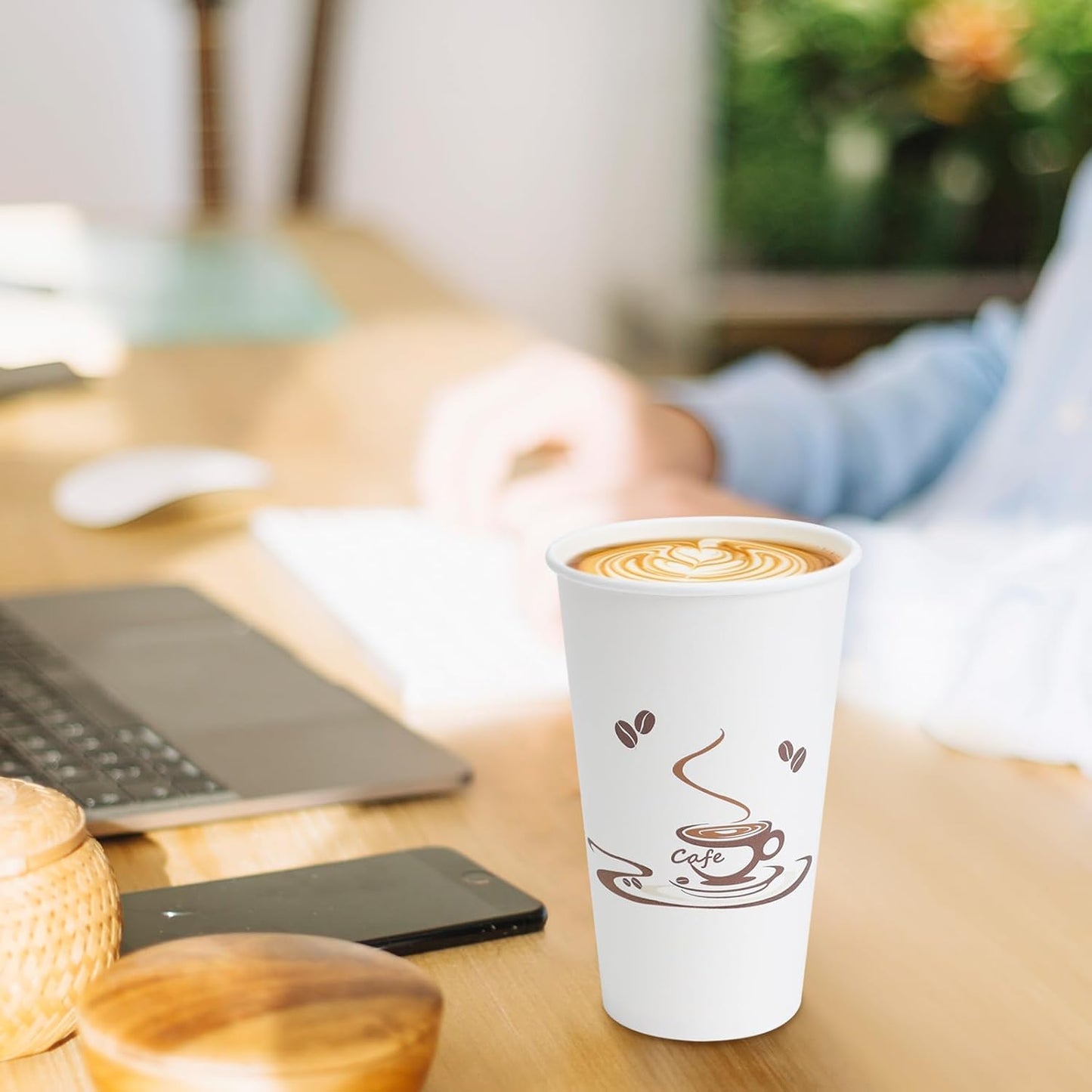 Lamosi 180 Pack 16 OZ Coffee Cups, Disposable Paper Cups for Hot/Cold Beverage, Disposable Cups 16 oz, Leak-Free Paper Coffee Cups for Cafe, Restaurant, Office and Home