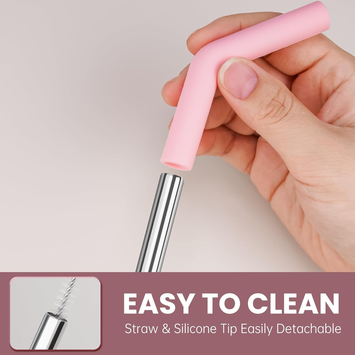 Tomorotec 6-Pack Stainless Steel Reusable Straw with Silicone Tip 3 Sizes, Metal Drinking Straws Fit for Stanley Quencher Tumblers 40oz, 30oz, 20oz, 14oz, Cleaning Brushes Included (Gradient)