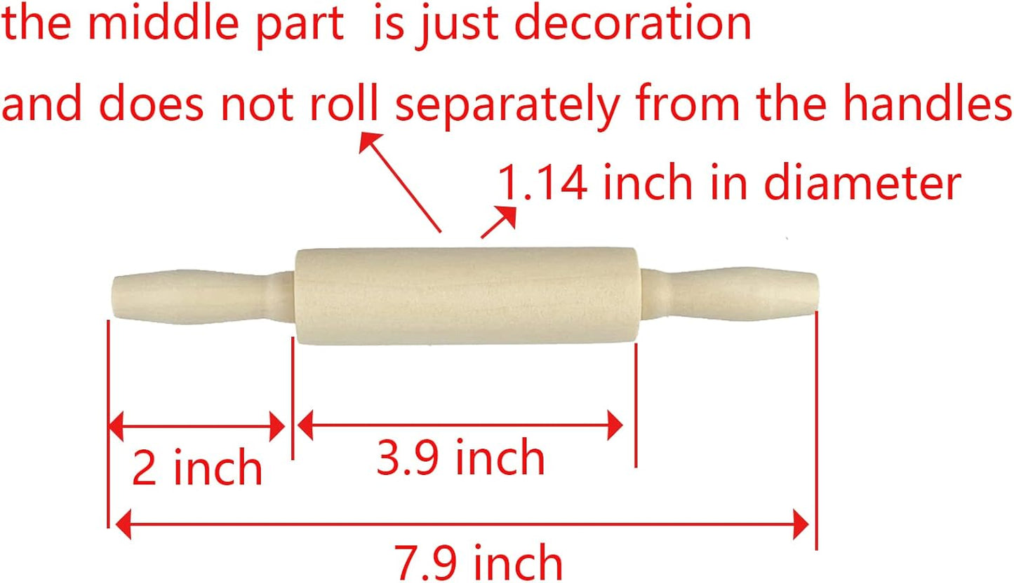 6 Pack Wood Small Rolling Pin for Kids, 7.9 Inch Kids Rolling Pin for Home Kitchen