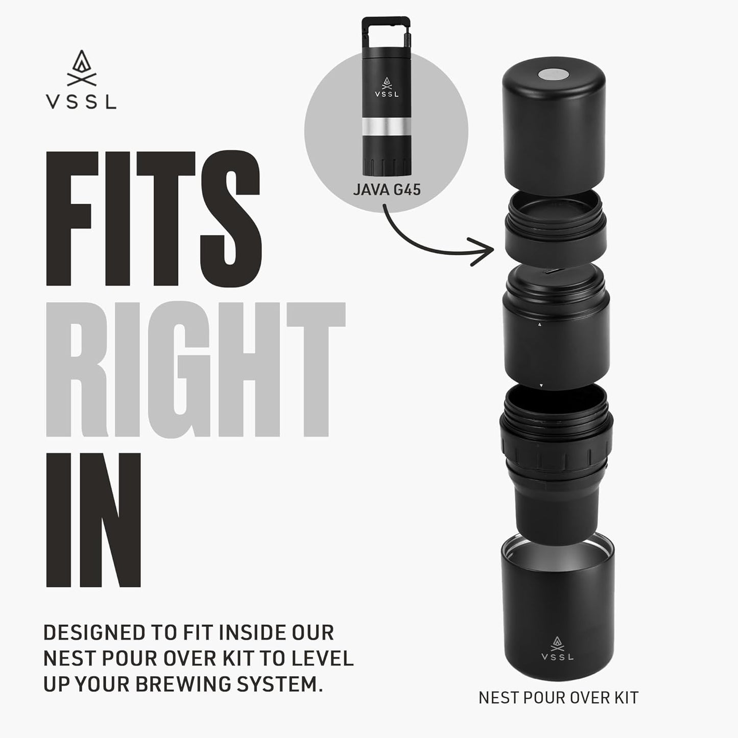 Java G45 Manual Coffee Grinder | Coffee for Camping | Bean Grinder | Travel Pour Over | Stainless Steel Conical Burr | ~ 45 Gram Capacity | Extendable Grind Handle | 50 Grind Settings | Black