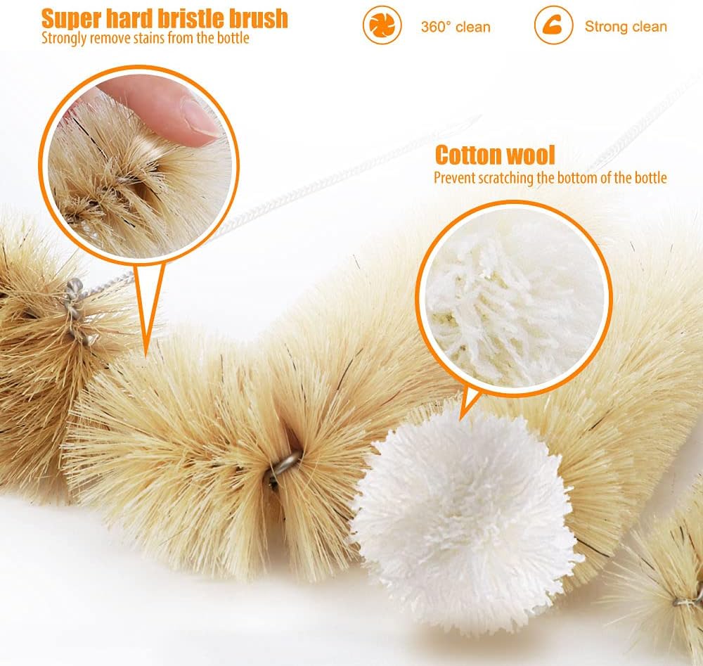 Masthome 9 Pieces Bottle Brush Set, Long Handle Bottle Cleaner for Washing Narrow Neck Wine/Beer Bottle, Hummingbird Feeder, Baby Bottle, Sports Bottle, Thermos, Flask