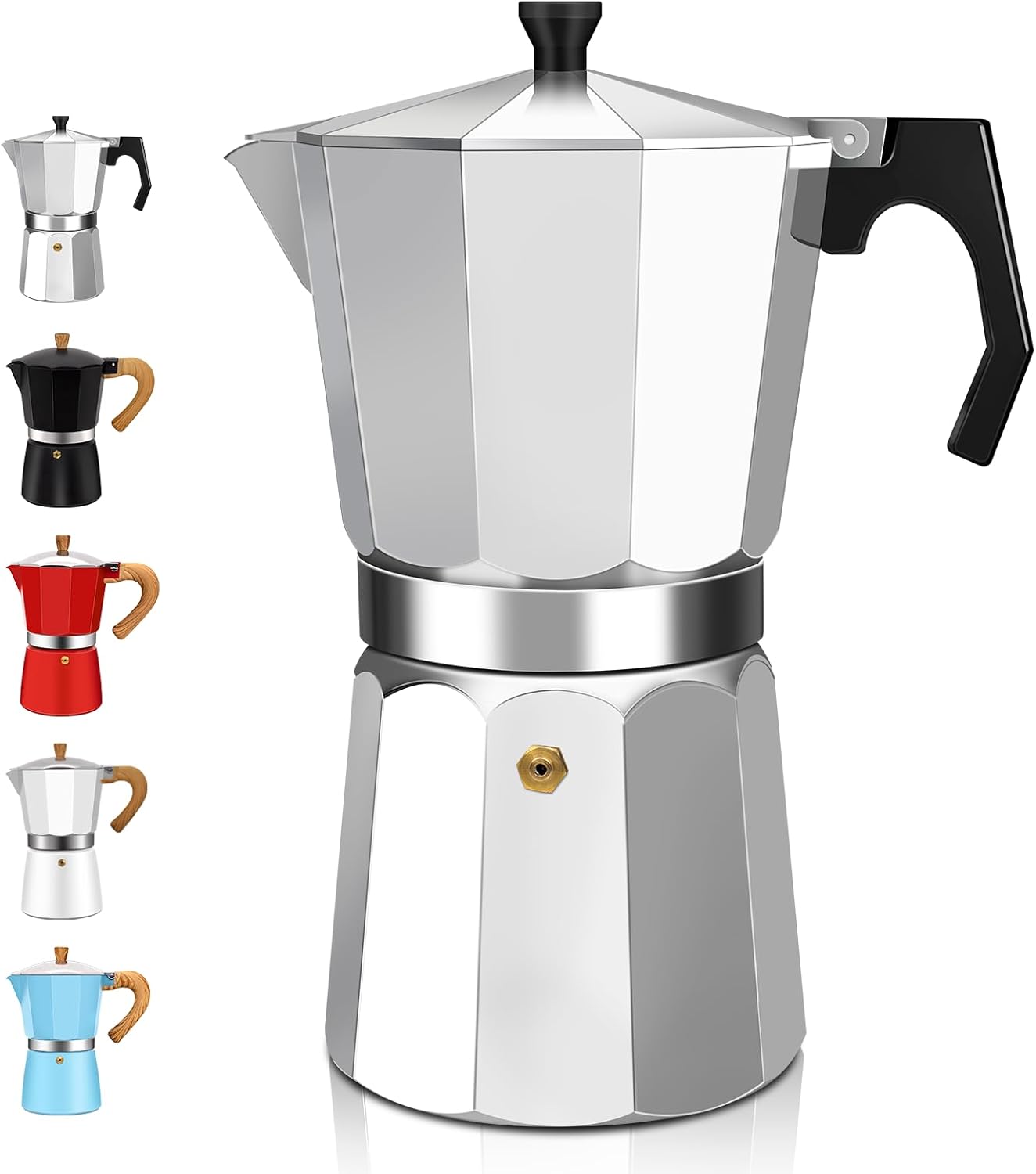 12 Cup Aluminum Espresso Stovetop Moka Pot Express Coffee Maker Percolator Italian Classic Mocha Coffee Machine for Italian and Cuban Cafe Brewing for Home & Camping 600ml 20oz