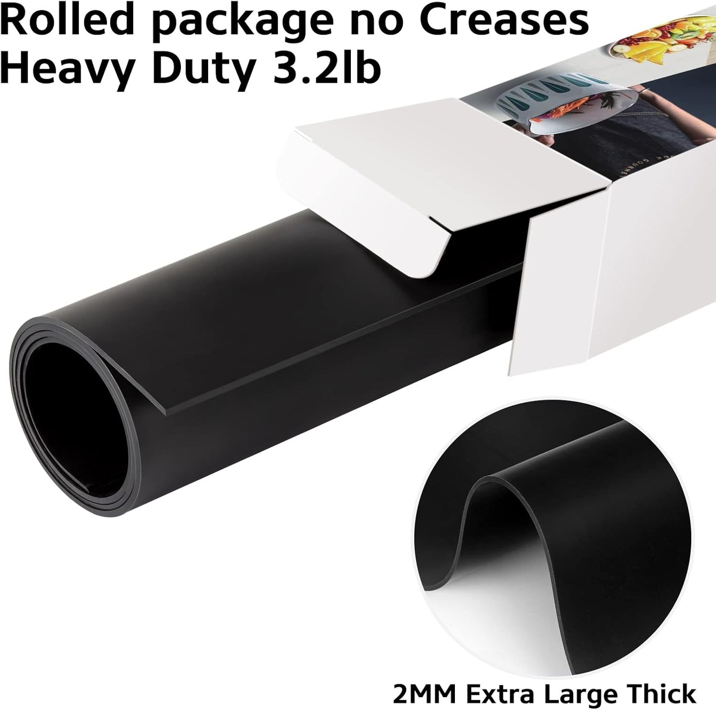 Silicone Mat Heat Resistant Mats for Countertop, Multipurpose Large Silicone Mats for Crafts Kitchen Workbench Size 36x24 inches Thick 2mm,Rolled Package,Black