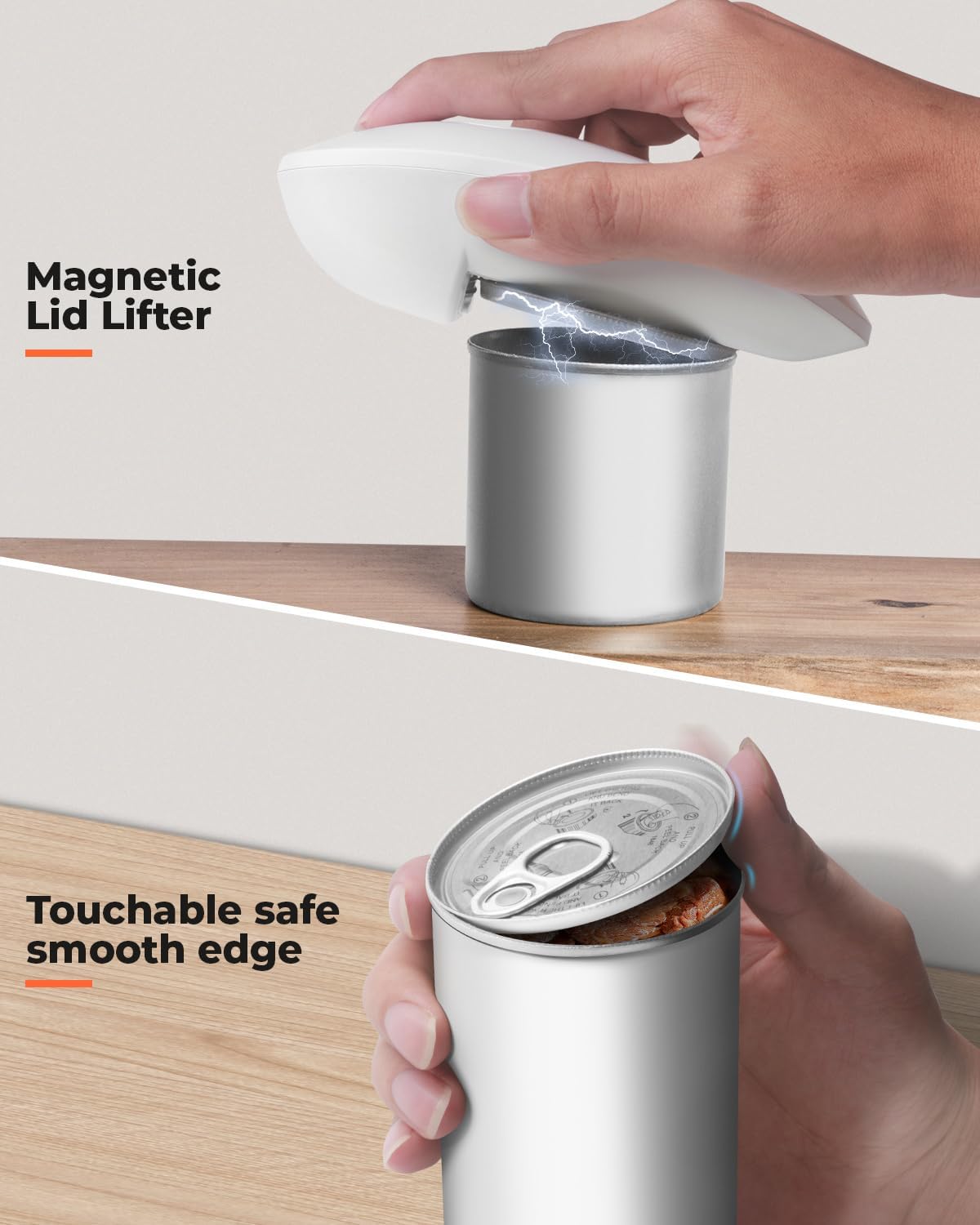 Ultrablade - USB Rechargeable Electric Can Openers for Senior with Arthritis- Automatic Kitchen Can Opener for Any Size Can, Smooth Edge, Small Handsfree One Touch Opener, Wall Mounted,White