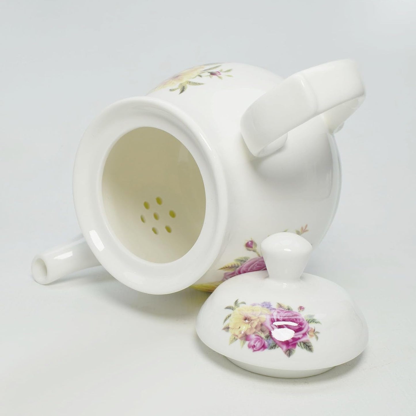 European Style Porcelain Teapot, Coffee Tea Water Pot Vintage Ceramic Kettle (42oz)