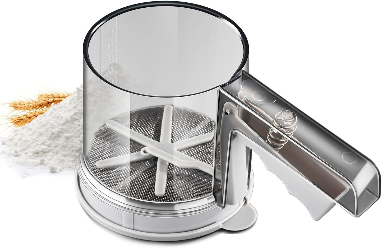 3 Cup Flour Sifter, Sifter for Baking Sifter Handheld Baking Sieve Food-Grade Double-Filter Stainless Steel Flour Sifter Non-Rust Sifter used for Rapid Screening of Flour Apricot Flour Sugar Powder