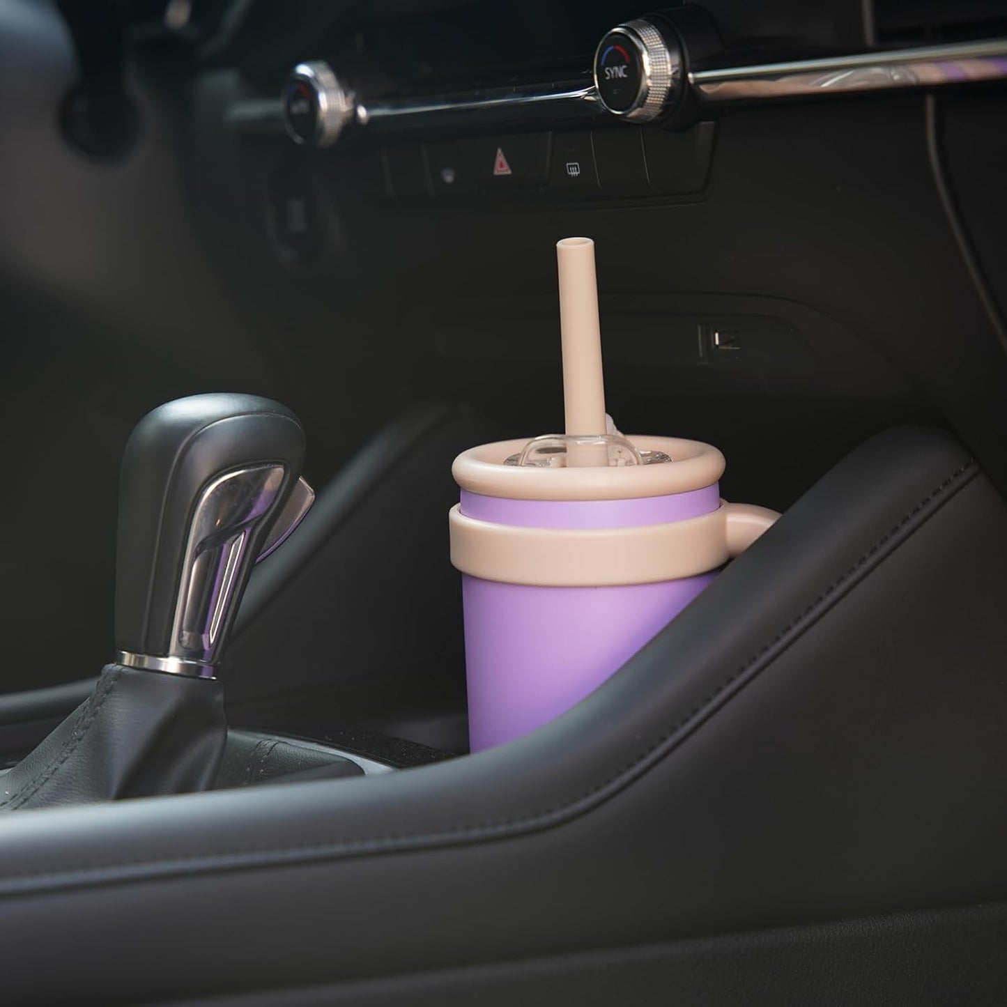 14 oz Tumbler with Side Handle, Insulated Water Bottle with Straw and 2 in 1 Lid, Stainless Steel Cup Travel Coffee Mug for Sports Office Gym,Guava