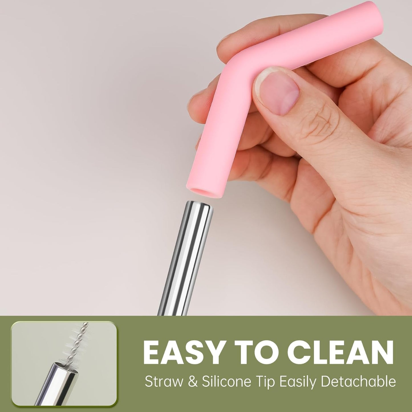 Tomorotec 6-Pack Stainless Steel Reusable Straw with Silicone Tip 3 Sizes, Metal Drinking Straws Fit for Stanley Quencher Tumblers 40oz, 30oz, 20oz, 14oz, Cleaning Brushes Included (Rainbow)