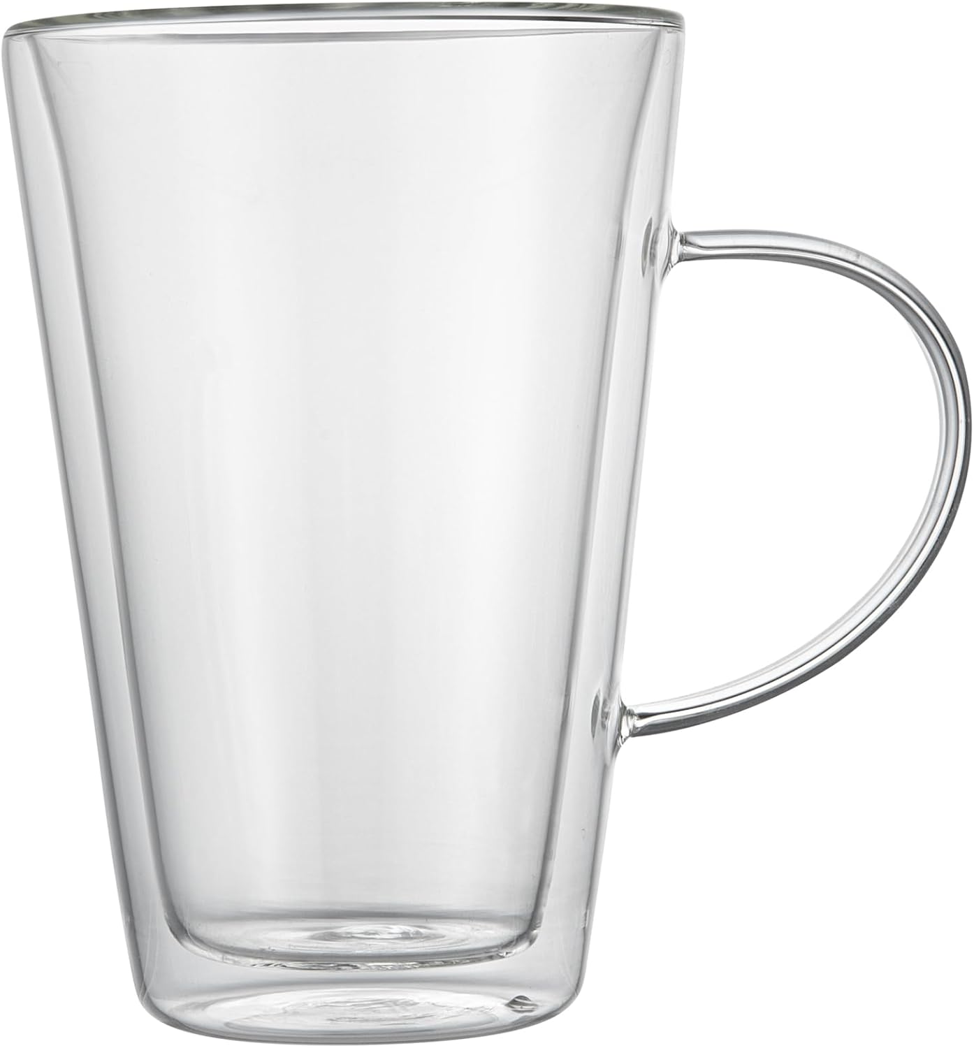 Restaurantware-Forma Professional 13.5 oz Double Wall Glass Mugs, 2 Insulated Coffee Mugs With Handle - Dishwashable, Reusable, Clear Glass Beverage Cups, Freezable, For Hot Or Cold Beverages