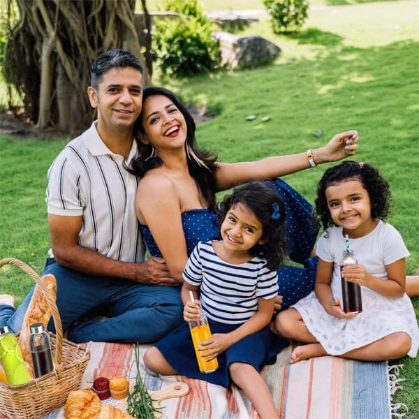 18 oz Clear Glass Water Bottles with Lids, Reusable Glass Juice Bottles with Stainless Steel Cap for Juicing, Refrigerator,100% Leak Proof, BPA Free, Set of 24