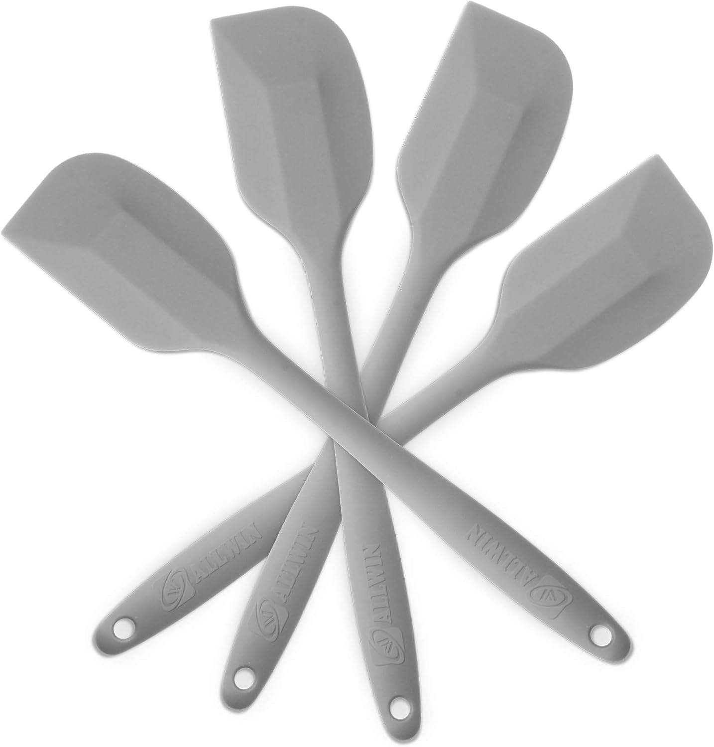 Silicone Spatula 4-piece Set, Heat-Resistant Non-stick Rubber Spatulas with Stainless Steel Core, Grey