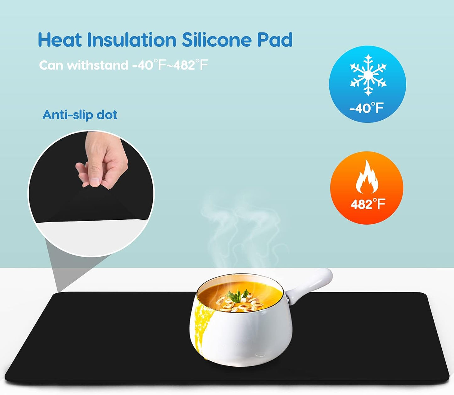 AECHY Extra Large Silicone Mat 35.3"x23.5"x0.08", Multipurpose Silicone Mat Thick Heat Resistant Mat Shipped Rolled Up Kitchen Counter Mat Waterproof Nonslip Silicone Mats for Kitchen Counter Black