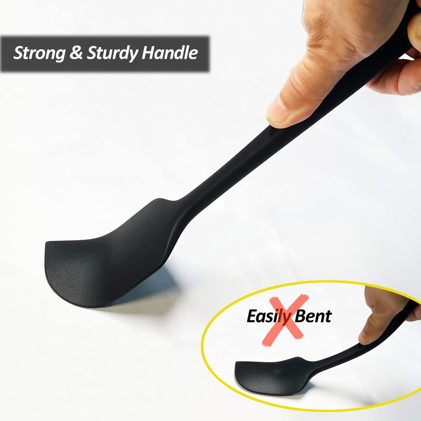 Silicone Spatula for Kitchen, 600°F Heat resistant Spatulas for Baking, Cooking, Scraping,and Mixing, Non Stick Kitchen Utensils, BPA Free, 11.2 IN, 3 Pack, Black