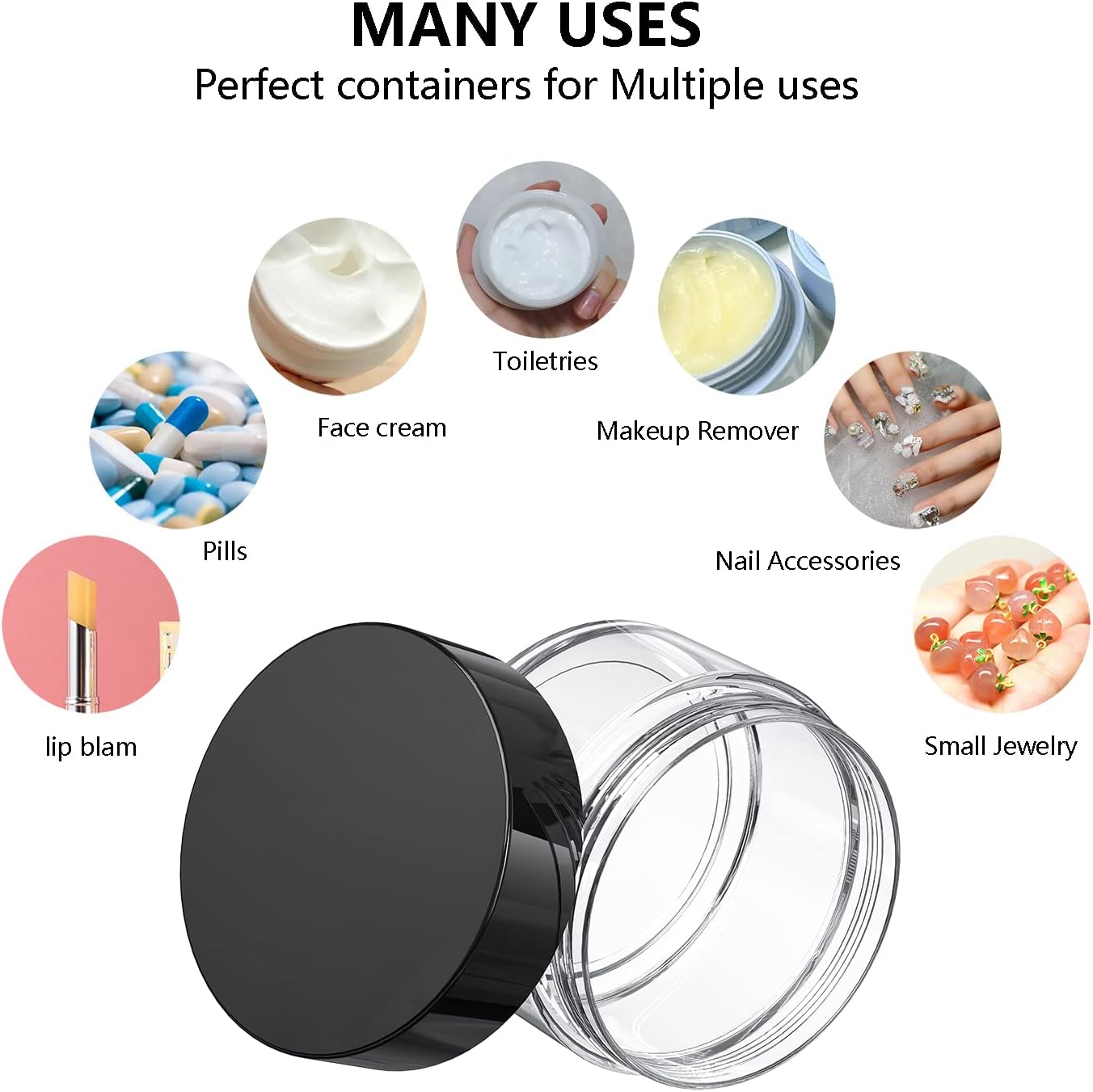 Travel Size Containers for Toiletries, 3 Size 0.17/0.5/1 OZ Small Cosmetic Jars for Makeup Face Creams Moisturizer Lotion, with 2 Pieces Mini Spatulas for Gift (6 Pieces)