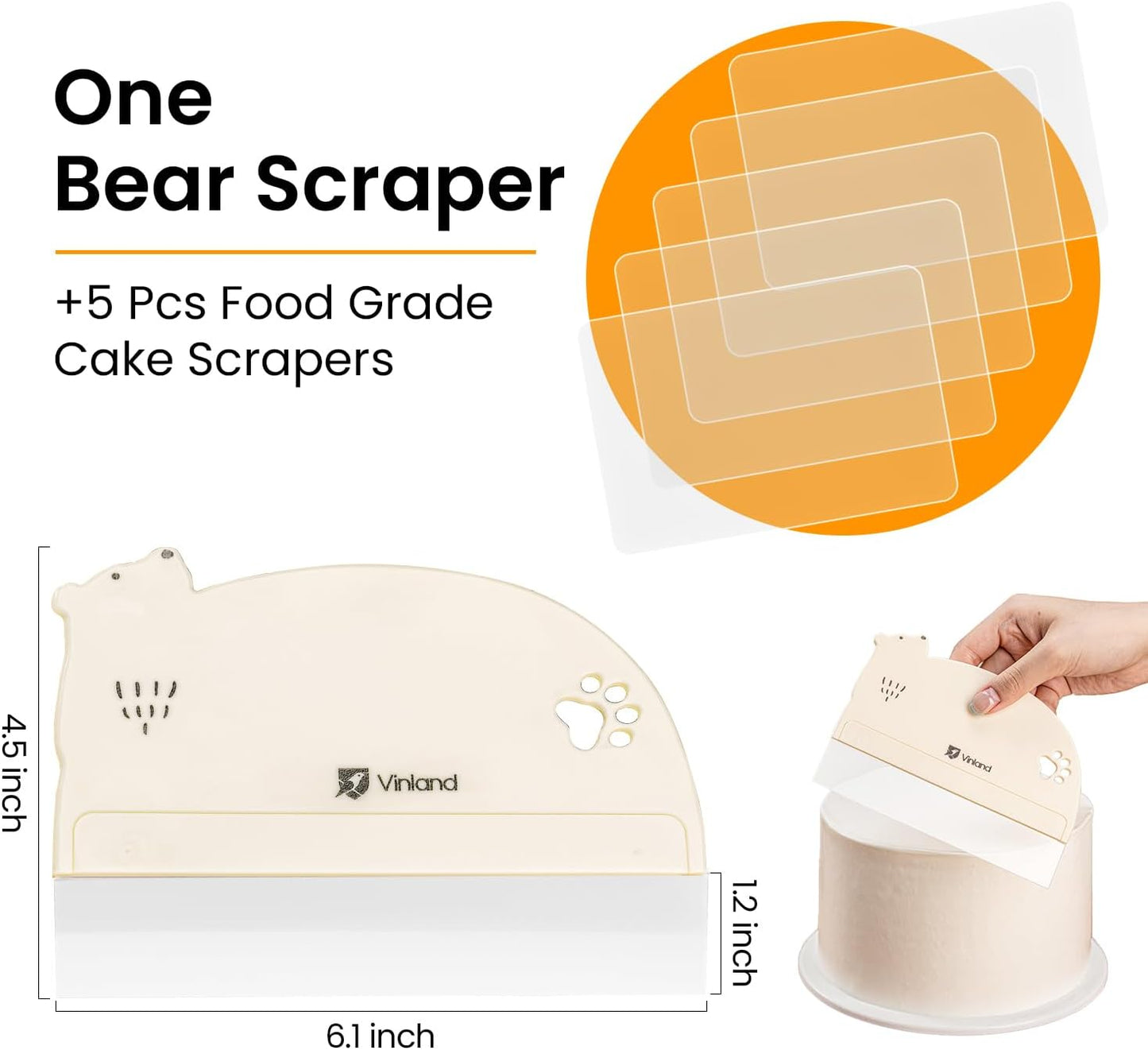 1 Pcs Cake Smoother Scraper, Cake Decorating Supplies, Food-Grade Transparent Flexible PE Plastic Cake Scraper - Designed for bread and cake decoration (4 pcs Scrapers Included, Non-Installable)