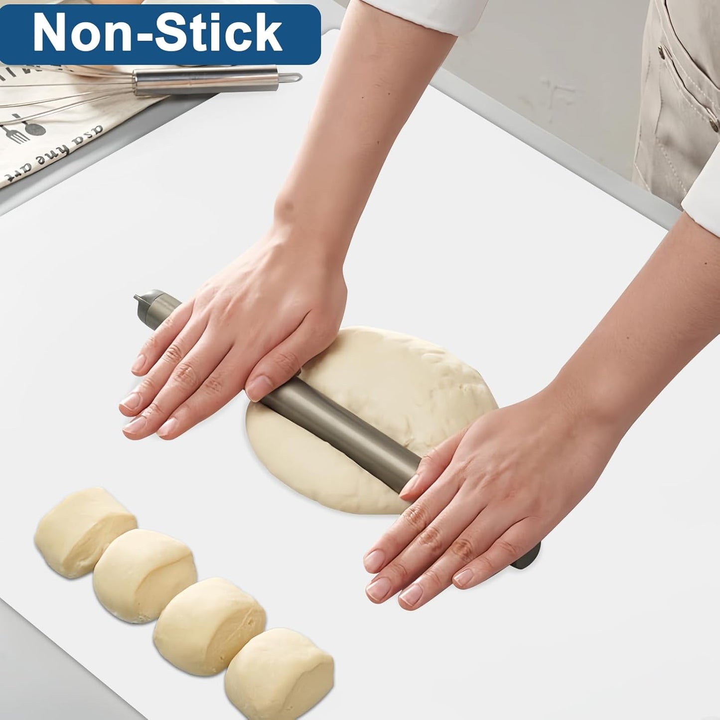 47.2"x23.6" Large Silicone Mat for Kitchen Counter, Heat Resistant Non-Slip Countertop Protector, Waterproof Silicone Craft Mat for Kitchen Island, Light Gray