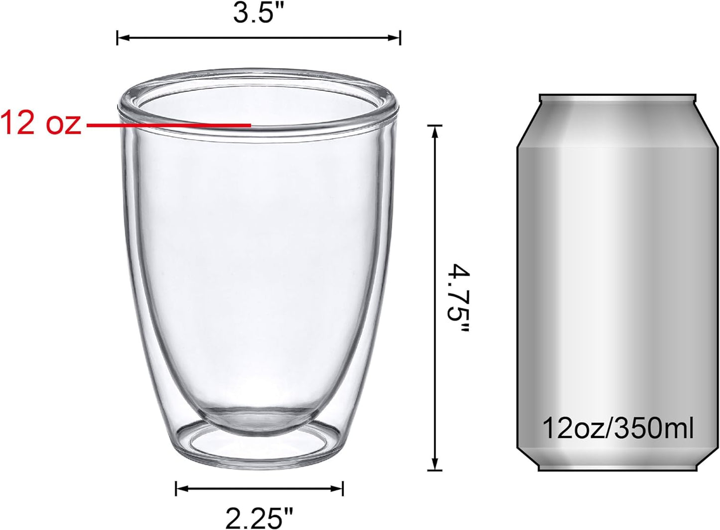 Amazing Abby - Andes - 12-Ounce Insulated Plastic Tumblers (Set of 4), Double-Wall Plastic Drinking Glasses, All-Clear Reusable Plastic Cups, BPA-Free, Shatter-Proof, Dishwasher-Safe