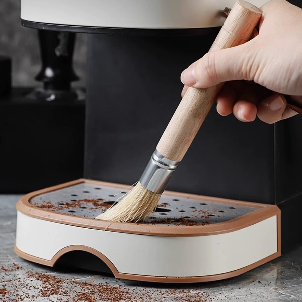 2 PACK Coffee Grinder Cleaning Brush, Espresso Maker/Machine Cleaner Tool for Camping Home Kitchen Barista, Leather Hanging