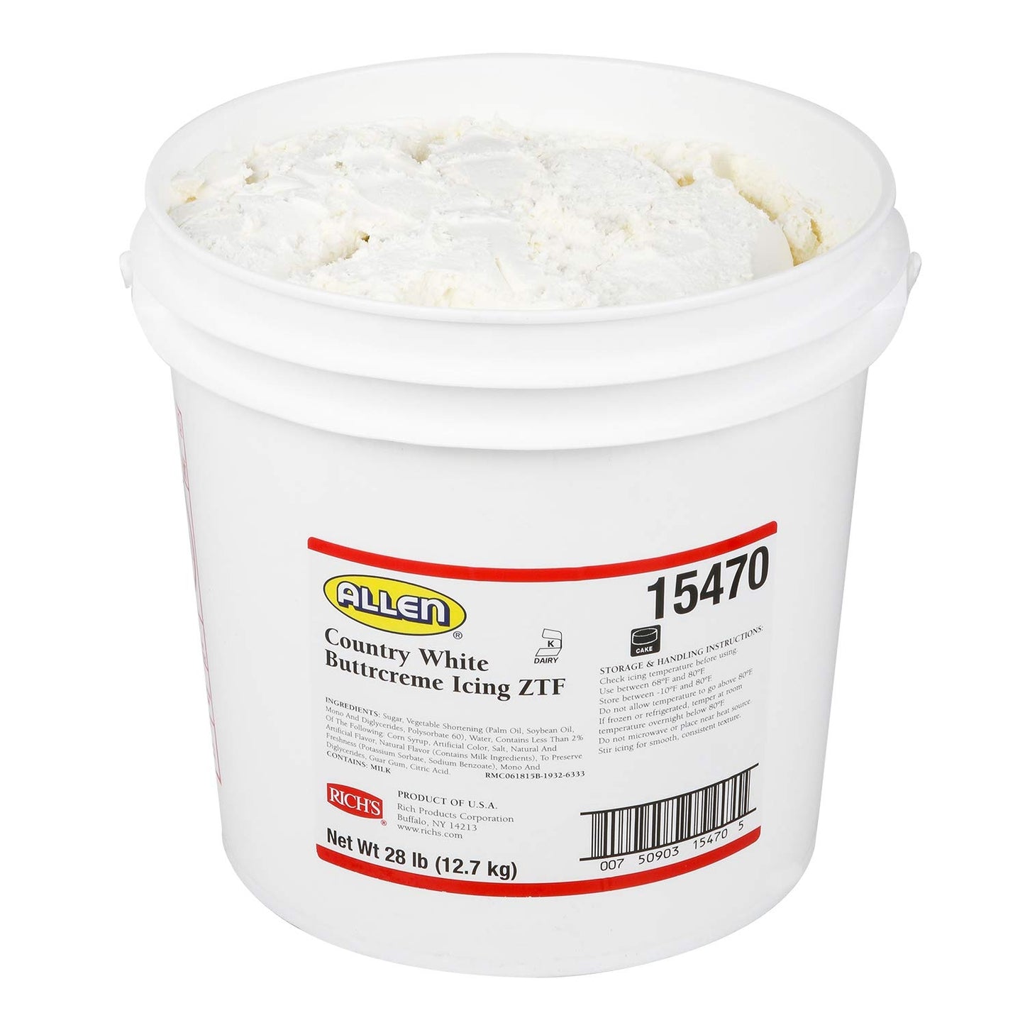 Rich's Allen Country White Buttercream Icing ZTF, 28 Pound (Pack of 1)